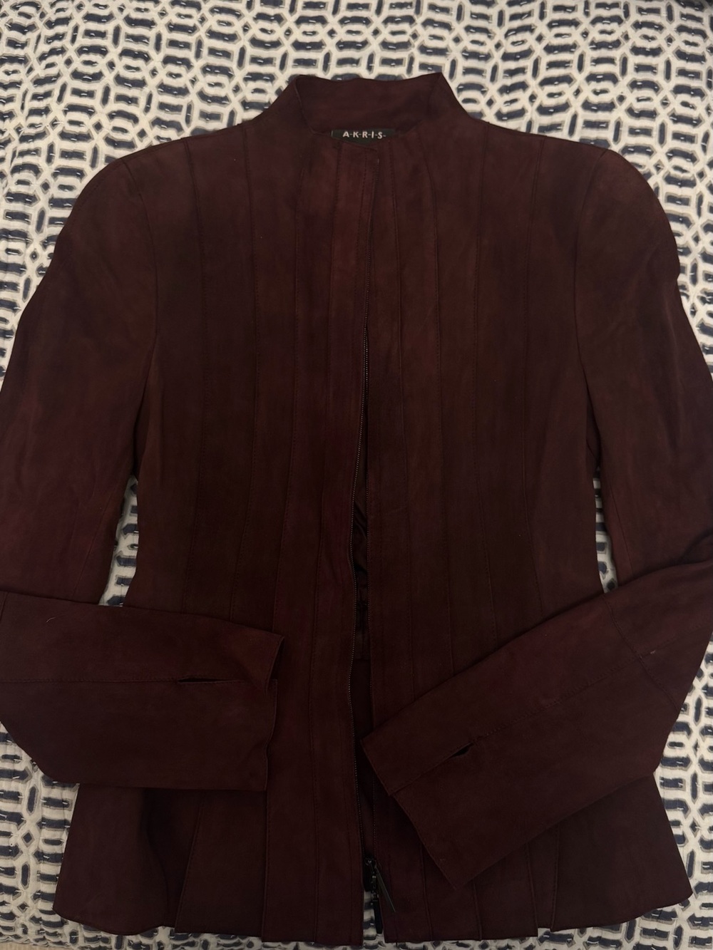 Akris Deep Plum Suede Zip-Up Jacket